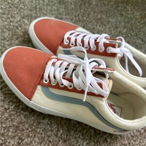 Red and Cream Casual Vans Sneakers